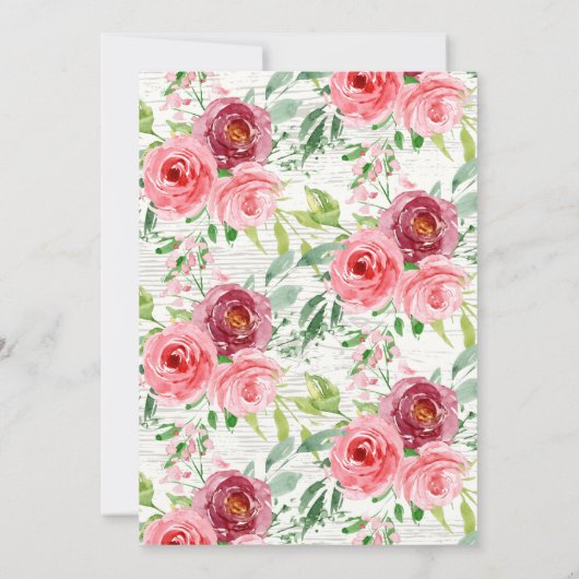 Rustikale Frühlingspionen Rose Blumenbaby-Dusche Einladung (Rückseite)