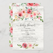 Rustikale Frühlingspionen Rose Blumenbaby-Dusche Einladung (Vorne/Hinten)