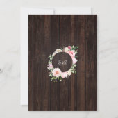 Rustikale Frühlingsrosa Blume Hochzeit aus Holz Einladung (Rückseite)
