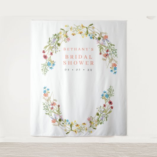 Rustikale Frühlingswilde Blume Bridal Foto Hinterg Wandteppich (Vorderseite)