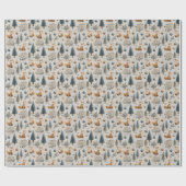 Rustikale Füchse und Weihnachtsbaum und Bauble in  Geschenkpapier (Flach)