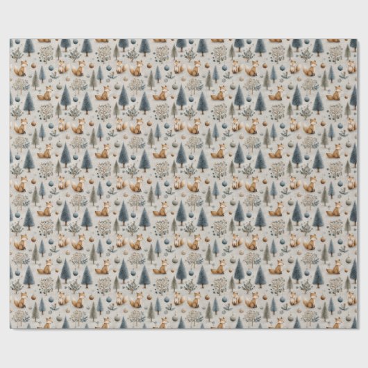 Rustikale Füchse und Weihnachtsbaum und Bauble in Geschenkpapier (Flach)