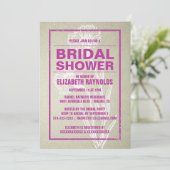 Rustikale Fuchsia Bridal Dusche Einladungen (Stehend Vorderseite)