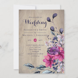 Rustikale Fuchsia Floral Woodland Wedding