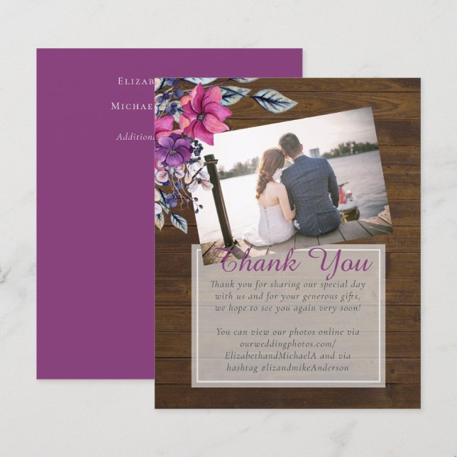 Rustikale Fuchsia Floral Woodland Wedding (Vorne/Hinten)