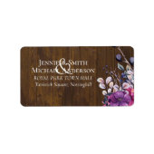 Rustikale Fuchsia Floral Woodland Wedding Adressaufkleber (Vorne)