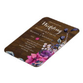 Rustikale Fuchsia Floral Woodland Wedding Magnet (Linke Seite)