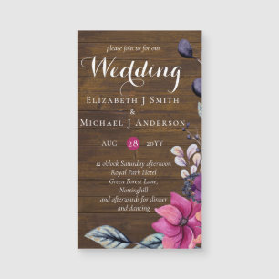 Rustikale Fuchsia Floral Woodland Wedding Magnetkarte