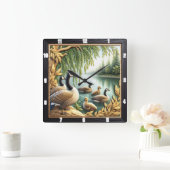 Rustikale Gänse Art Quadratische Wanduhr (Zuhause)