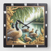 Rustikale Gänse Art Quadratische Wanduhr (Vorderseite)
