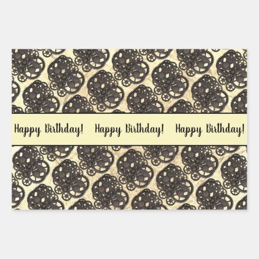 Rustikale Gänse Sprocket Steampunk auf Steinvorlag Geschenkpapier Set (Vorderseite 2)