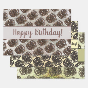 Rustikale Gänse Sprocket Steampunk auf Steinvorlag Geschenkpapier Set