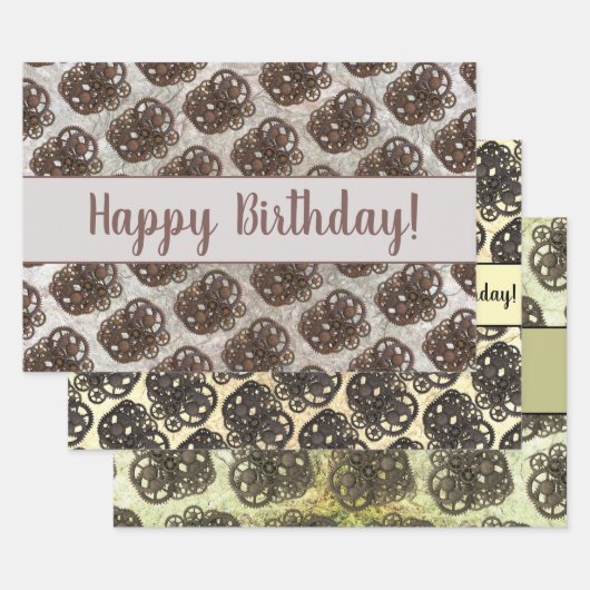 Rustikale Gänse Sprocket Steampunk auf Steinvorlag Geschenkpapier Set (Set)