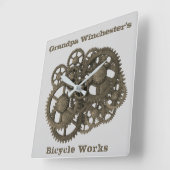Rustikale Gänse Sprockets Steampunk Graue Vorlage Quadratische Wanduhr (Winkel)