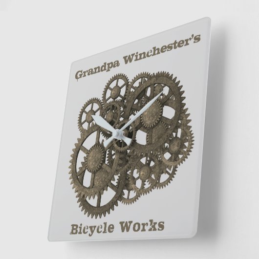 Rustikale Gänse Sprockets Steampunk Graue Vorlage Quadratische Wanduhr (Winkel)