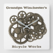 Rustikale Gänse Sprockets Steampunk-Vorlage Quadratische Wanduhr (Vorderseite)