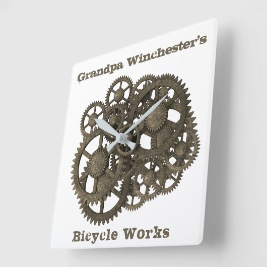 Rustikale Gänse Sprockets Steampunk-Vorlage Quadratische Wanduhr (Winkel)