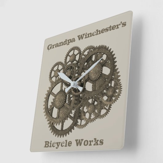 Rustikale Gänse Sprockets Steampunk-Vorlage Quadratische Wanduhr (Winkel)