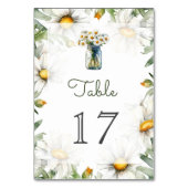 Rustikale Gänseblümchen-Blumen-Mason-Glas-Hochzeit Tischnummer (Vorderseite)