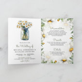 Rustikale Gänseblümchen-Blumen-Mason-Glas-QR-Code- Einladung (Innenseite)