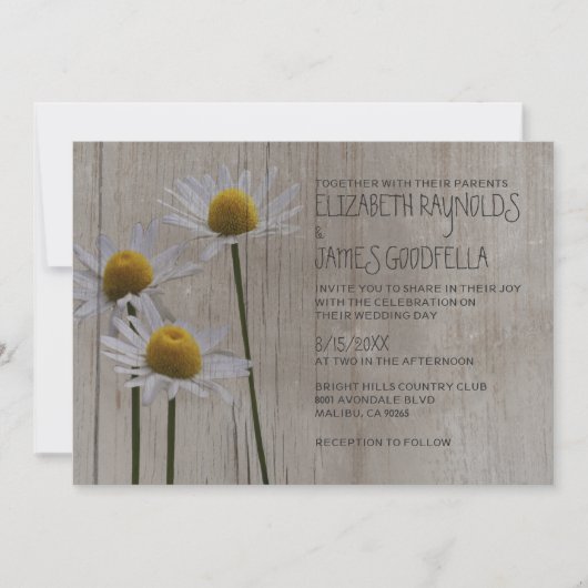 Rustikale Gänseblümchen, die Einladungen Wedding (Vorderseite)