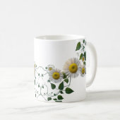Rustikale Gänseblümchen-Grün-Efeu-Botanik-Klassik- Kaffeetasse (VorderseiteRechts)