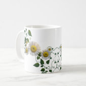 Rustikale Gänseblümchen-Grün-Efeu-Botanik-Klassik- Kaffeetasse (Vorderseite Links)