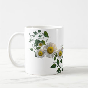 Rustikale Gänseblümchen-Grün-Efeu-Botanik-Klassik- Kaffeetasse