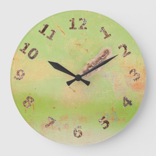Rustikale Garage Werkstatt Green Metal Patina Weld Große Wanduhr (Vorderseite)