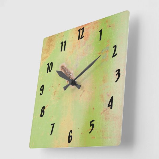 Rustikale Garage Werkstatt Green Metal Patina Weld Quadratische Wanduhr (Winkel)