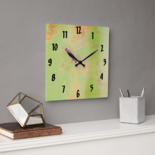 Rustikale Garage Werkstatt Grüne Metallpatina Schw Quadratische Wanduhr