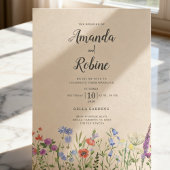 Rustikale Garten-Blumen-Wildblumen-Hochzeit Einladung