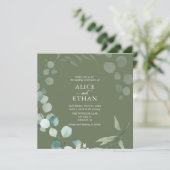 Rustikale Garten-Eukalyptus-Script-Salbei-Hochzeit Einladung (Stehend Vorderseite)