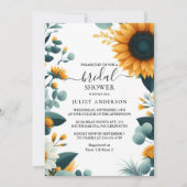 Rustikale Gartengrün Sonnenblumen Brautparty Einladung (Vorderseite)