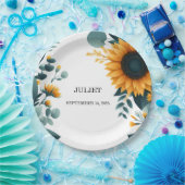 Rustikale Gartengrün Sonnenblumen Brautparty Pappteller (Party)