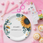 Rustikale Gartengrün Sonnenblumen Brautparty Pappteller (Party)