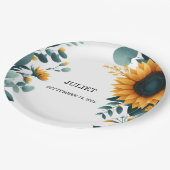 Rustikale Gartengrün Sonnenblumen Brautparty Pappteller (Schrägansicht)