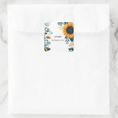 Rustikale Gartengrün Sonnenblumen Brautparty Quadratischer Aufkleber (Tasche)
