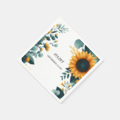 Rustikale Gartengrün Sonnenblumen Brautparty Serviette (Ecke)