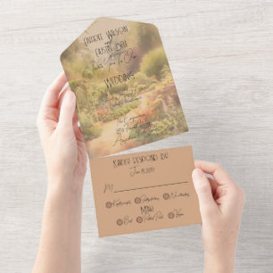 Rustikale Gartenhochzeit All In One Einladung
