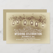 Rustikale Gartenleuchten - Laternen Hochzeitsfeier Einladung (Vorne/Hinten)