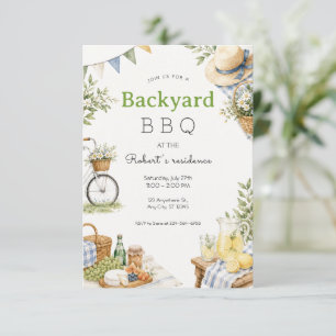 Rustikale Gartenparty mit BBQ im Sommer Einladung