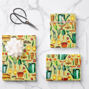 Rustikale Gartenwerkzeuge Blume Geschenkpapier Set