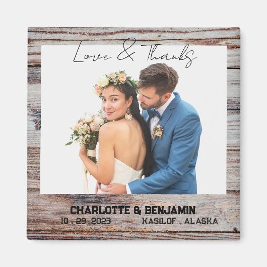 Rustikale Gastgeschenk Hochzeit aus Holz Magnet (Vorne)