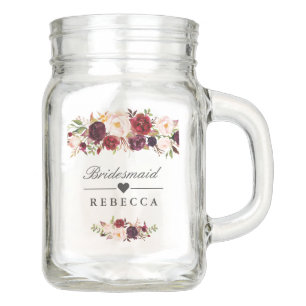 Rustikale Gastgeschenk Hochzeit Burgund Floral Bri Einmachglas