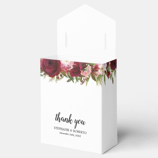 Rustikale Gastgeschenk Hochzeit Burgund Geschenkschachtel (Geöffnet)