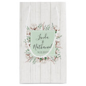 Rustikale Gastgeschenk Hochzeit der Baumwolle- und Kleine Geschenktüte (Rückseite)