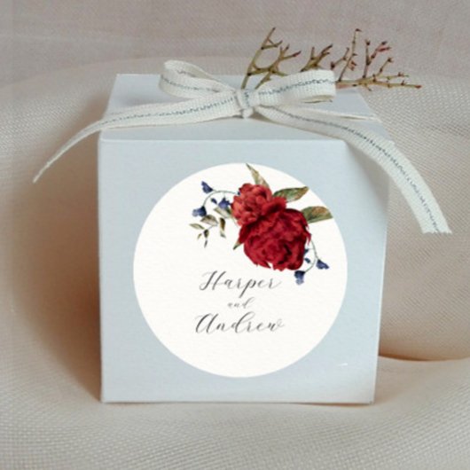 Rustikale Gastgeschenk Hochzeit der Marine Burgund Runder Aufkleber