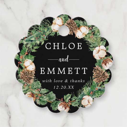 Rustikale Gastgeschenk Hochzeit des botanischen Kr Geschenkanhänger (Vorderseite)