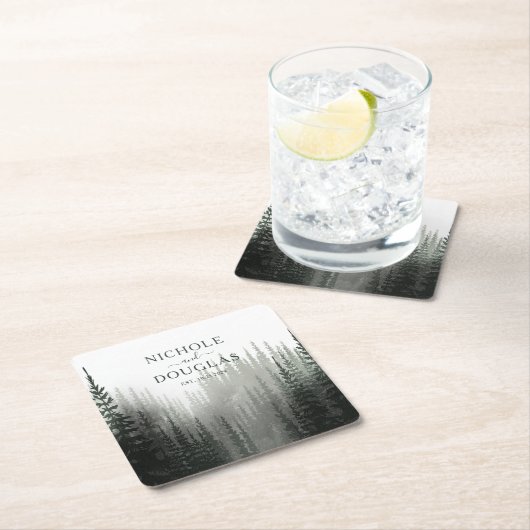 Rustikale Gastgeschenk Hochzeit des Pinienwaldes Rechteckiger Pappuntersetzer (Vor Ort)